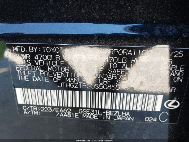 JTHGZ1B20S5085516 Lexus Is 350 F Sport