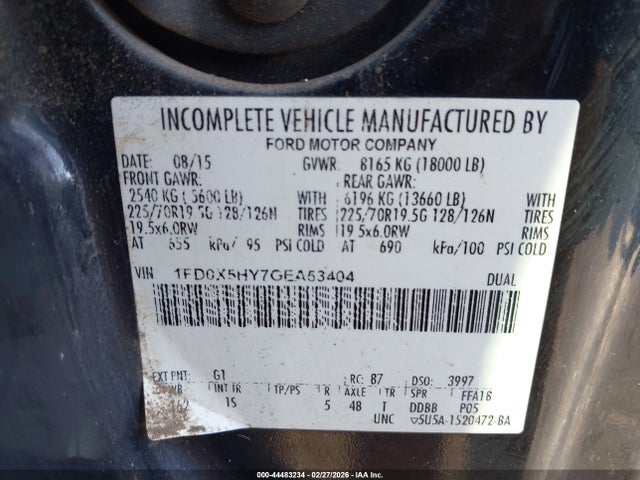 Продажа на аукционе авто 2016 Ford F-550 Chassis Xl, vin: 1FD0X5HY7GEA53404, номер лота: 44483234