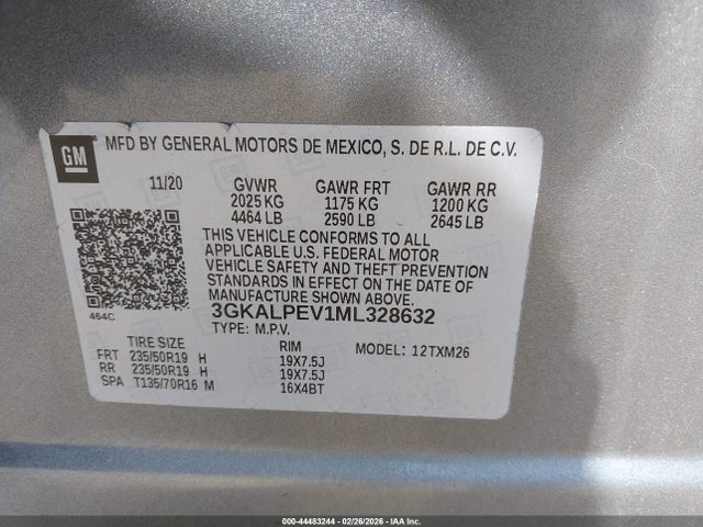 44483244 :رقم المزاد ، 3GKALPEV1ML328632 vin ، 2021 Gmc Terrain Fwd Slt مزاد بيع