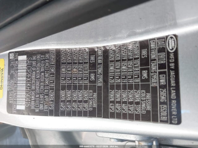 2019 LAND ROVER DISCOVERY SPORT SALCP2FX1KH790415 Photo 8