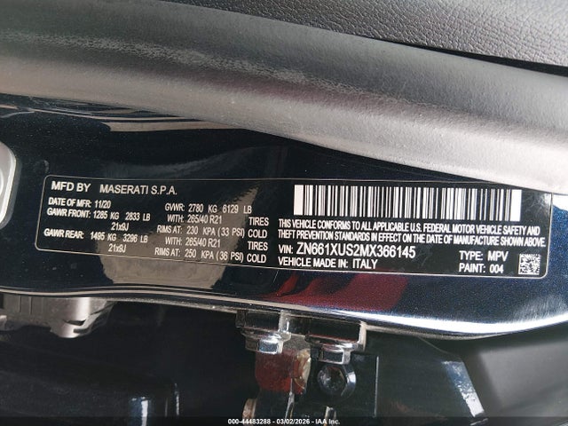 2021 MASERATI LEVANTE ZN661XUS2MX366145 Photo 8
