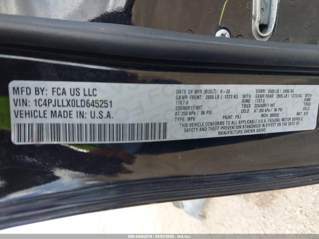 Aukcja sprzedaży 2020 Jeep Cherokee Latitude Lux Fwd, vin: 1C4PJLLX0LD645251, numer aukcji: 44483319