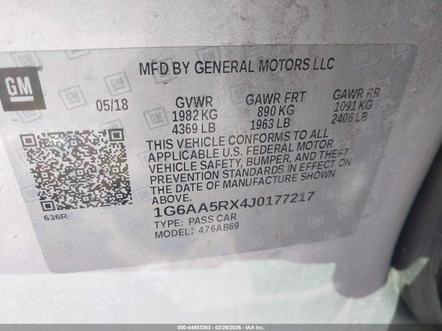 Продаж на аукціоні авто 2018 Cadillac Ats Standard, vin: 1G6AA5RX4J0177217, номер лоту: 44483363