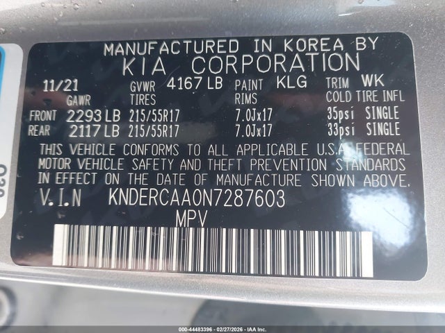 Aukcja sprzedaży 2022 Kia Seltos Ex, vin: KNDERCAA0N7287603, numer aukcji: 44483396