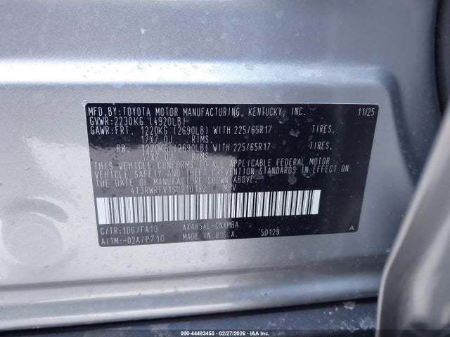 4T3RWRFV1SU210182 Toyota Rav4 Hybrid Xle
