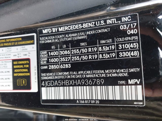 Aukcja sprzedaży 2017 Mercedes-benz Gle 350 4matic, vin: 4JGDA5HBXHA936789, numer aukcji: 44483454
