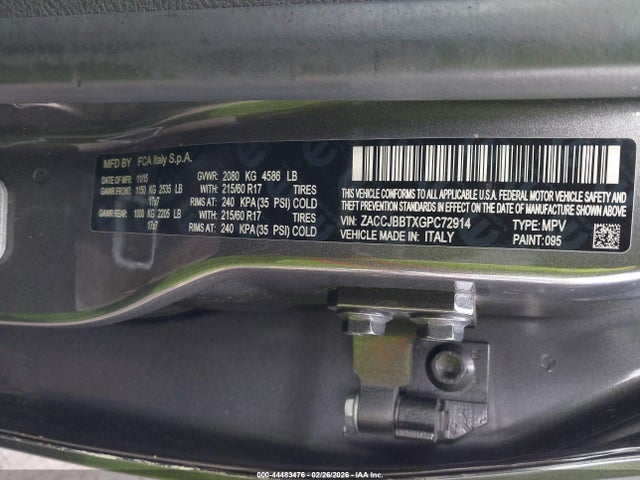 Aukcja sprzedaży 2016 Jeep Renegade Latitude, vin: ZACCJBBTXGPC72914, numer aukcji: 44483476