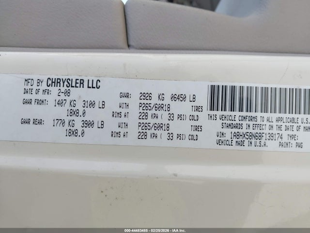 2008 CHRYSLER ASPEN 1A8HX58N68F139174 Photo 8
