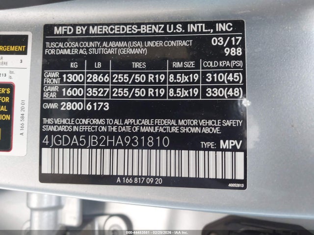 4JGDA5JB2HA931810 Mercedes-Benz GLE 350