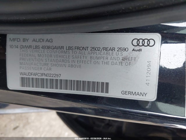 Продаж на аукціоні авто 2015 Audi A6 2.0t Premium, vin: WAUDFAFC3FN022297, номер лоту: 44483618