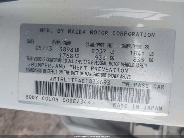 Продаж на аукціоні авто 2013 Mazda Mazda3 I Sv, vin: JM1BL1TF4D1833693, номер лоту: 44483648