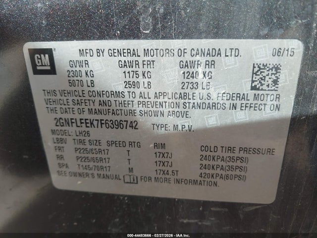 2GNFLFEK7F6396742 Chevrolet EQUINOX 1LT