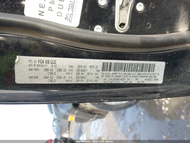 44483743 :رقم المزاد ، 1C4NJRFB9HD143971 vin ، 2017 Jeep Patriot Latitude 4x4 مزاد بيع