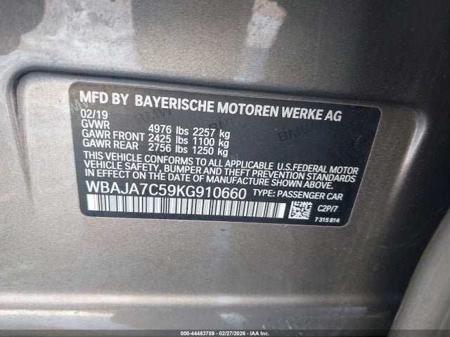 Продажа на аукционе авто 2019 Bmw 530i Xdrive, vin: WBAJA7C59KG910660, номер лота: 44483759