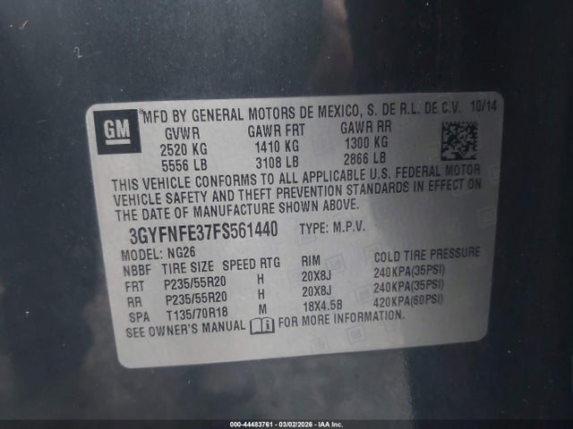 2015 CADILLAC SRX 3GYFNFE37FS561440 Photo 8