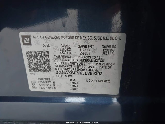 3GNAXSEV6JL369392 Chevrolet EQUINOX LT