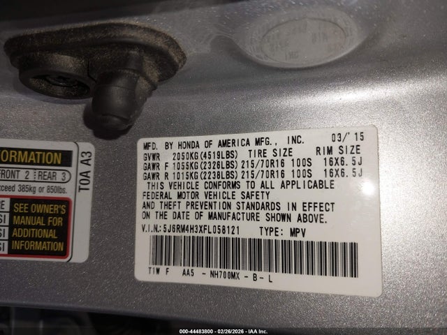 2015 HONDA CR-V 5J6RM4H3XFL058121 Photo 8