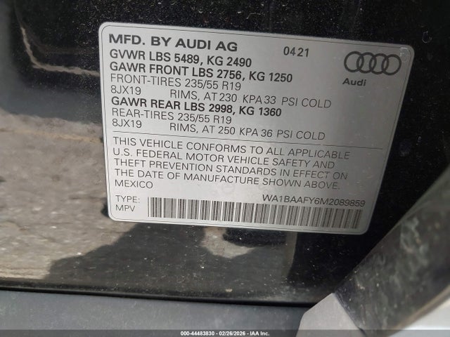 2021 AUDI Q5 WA1BAAFY6M2089859 Photo 8