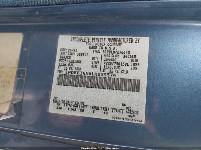 1990 FORD ECONOLINE 1FDEE14N6LHB29574 Photo 8