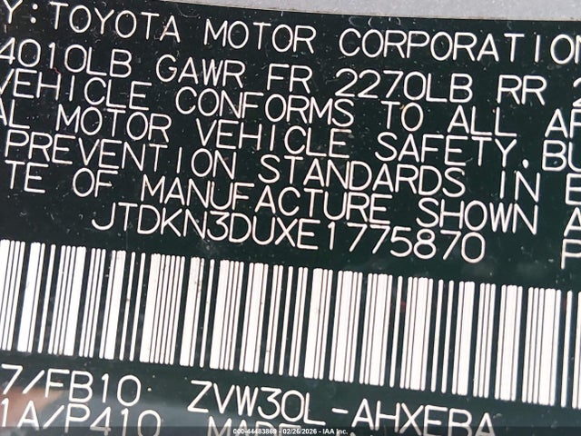 Toyota Prius Two 2014 JTDKN3DUXE1775870 Image 9