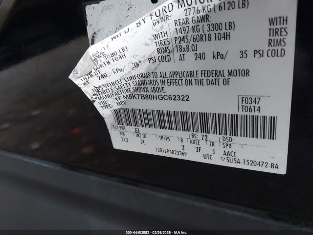 1FM5K7B80HGC62322 Ford Explorer