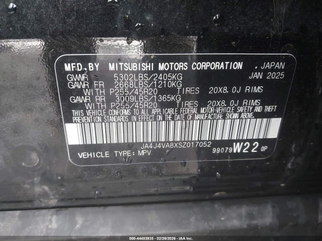 Продаж на аукціоні авто 2025 Mitsubishi Outlander Se 2.5 S-awc, vin: JA4J4VA8XSZ017052, номер лоту: 44483935