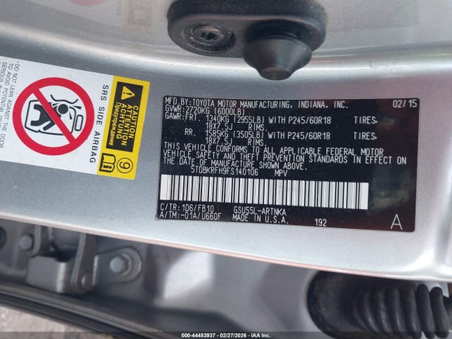 5TDBKRFH9FS140106 Toyota Highlander Le V6