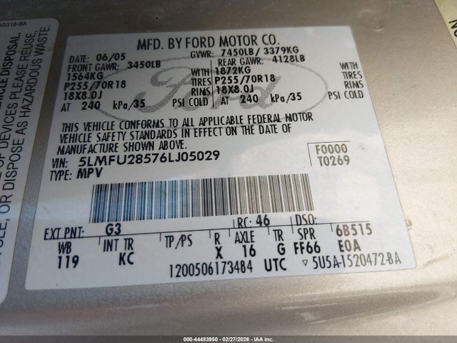 2006 LINCOLN NAVIGATOR 5LMFU28576LJ05029 Photo 8