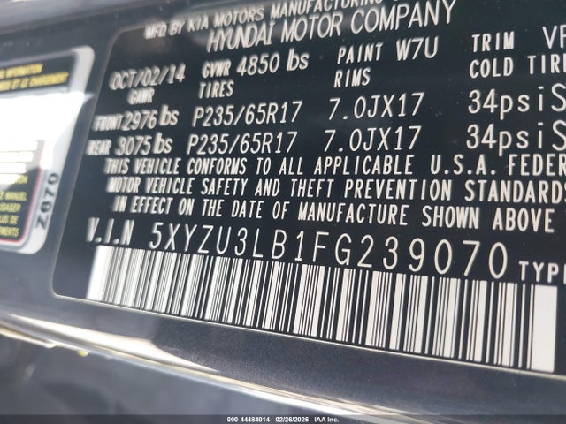 5XYZU3LB1FG239070 Hyundai Santa Fe Sport 2.4l