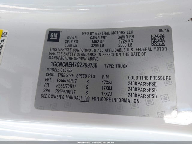 1GCNCNEH7GZ299730 Chevrolet Silverado 1500 Wt
