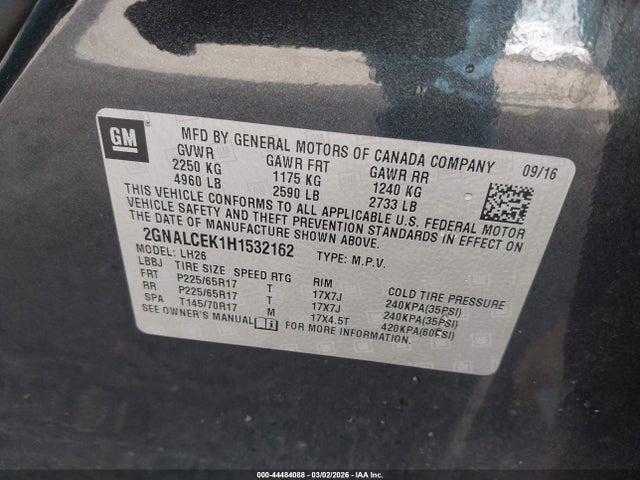 2GNALCEK1H1532162 Chevrolet EQUINOX LT