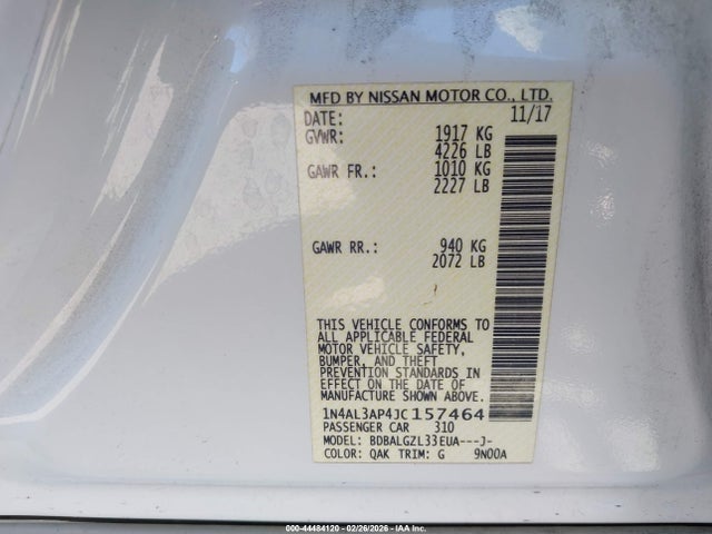 1N4AL3AP4JC157464 Nissan Altima 2.5 S