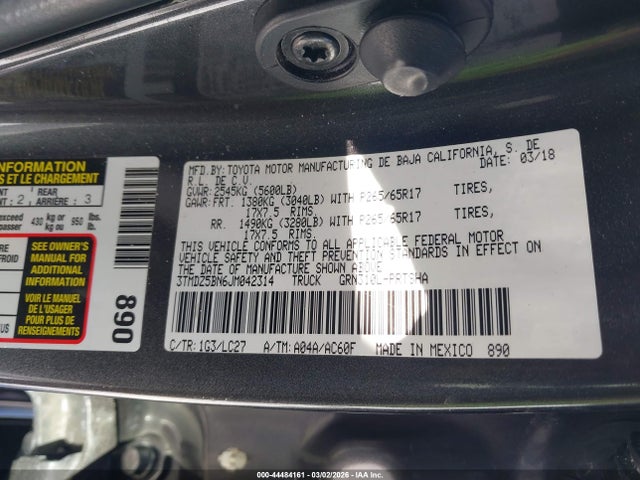 3TMDZ5BN6JM042314 Toyota Tacoma Trd Sport