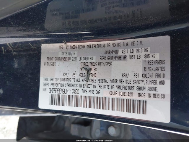 Продажа на аукционе авто 2020 Mazda Mazda3 Premium Package, vin: 3MZBPBEM9LM117490, номер лота: 44484216