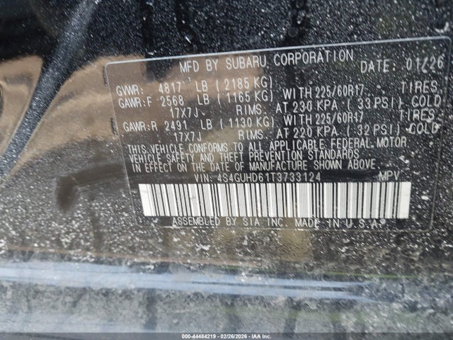 Auction sale of the 2026 Subaru Crosstrek Premium, vin: 4S4GUHD61T3733124, lot number: 44484219