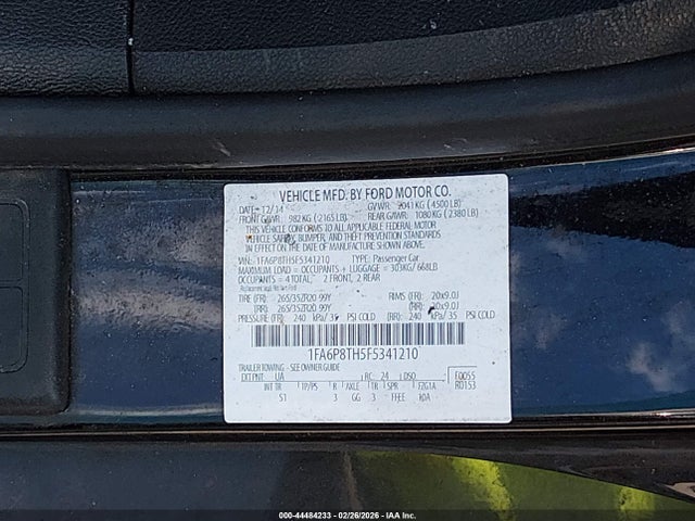 Продаж на аукціоні авто 2015 Ford Mustang Ecoboost, vin: 1FA6P8TH5F5341210, номер лоту: 44484233