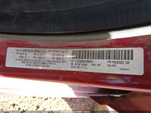 Продаж на аукціоні авто 2012 Chrysler 200 Touring, vin: 1C3CCBBG6CN306870, номер лоту: 44484259