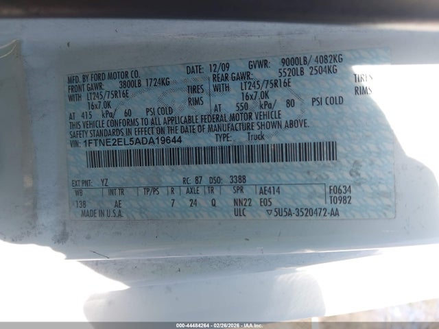 2010 FORD E-250 1FTNE2EL5ADA19644 Photo 8