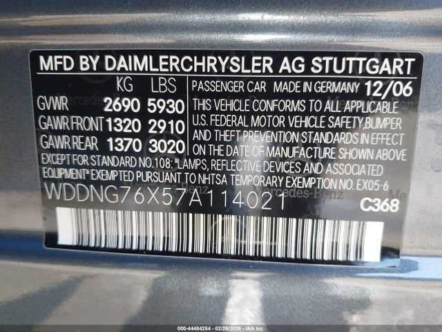 2007 MERCEDES-BENZ S 600 WDDNG76X57A114021 Photo 8