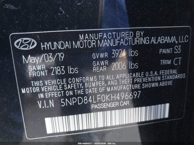 Hyundai Elantra Value Edition 2019 5NPD84LF0KH496697 Image 9