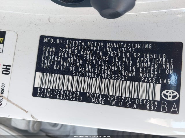 Toyota COROLLA SE 2017 5YFBURHE2HP662634 Image 9