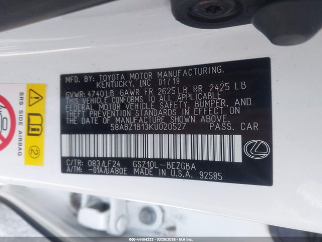 58ABZ1B13KU020527 Lexus Es 350 F Sport