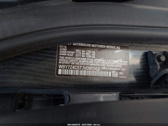 44484379 :رقم المزاد ، WBY7Z4C57JVD95562 vin ، 2018 Bmw I3 94ah W/range Extender مزاد بيع