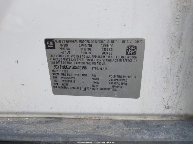 2013 CADILLAC SRX 3GYFNCE31DS649198 Photo 8