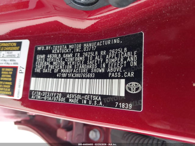 Toyota CAMRY SE 2017 4T1BF1FK3HU765693 Image 9