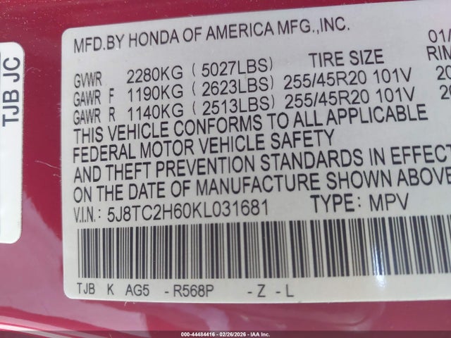 5J8TC2H60KL031681 Acura Rdx A-spec Package