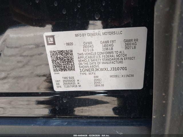 1GNERJKWXLJ310701 Chevrolet Traverse Fwd Rs