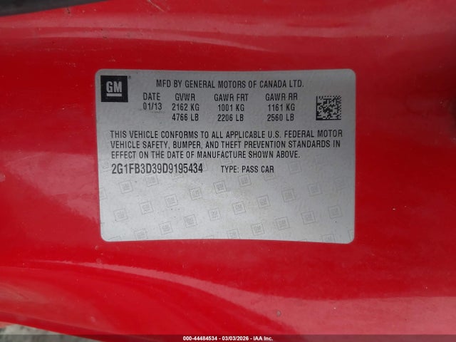 Aukcja sprzedaży 2013 Chevrolet Camaro 1lt, vin: 2G1FB3D39D9195434, numer aukcji: 44484534