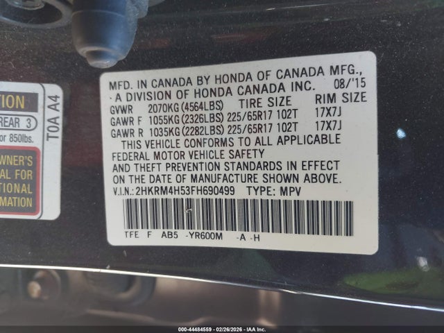 Honda CR-V EX 2015 2HKRM4H53FH690499 Image 9