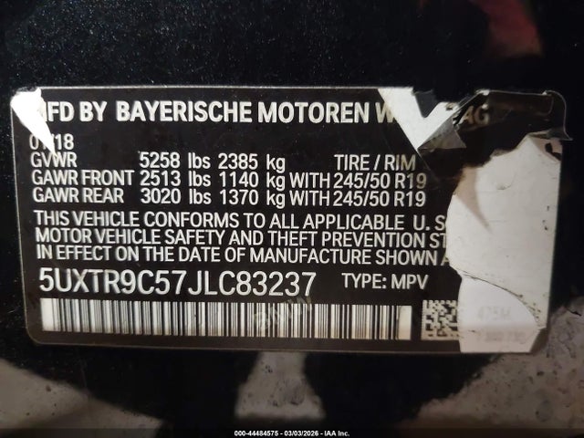 Продажа на аукционе авто 2018 Bmw X3 Xdrive30i, vin: 5UXTR9C57JLC83237, номер лота: 44484575